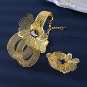 Elegant Arab uslubidagi zargarlik buyumlari to'plami, 5 ta, 18K oltin qoplamali mis, toshli sovg'a