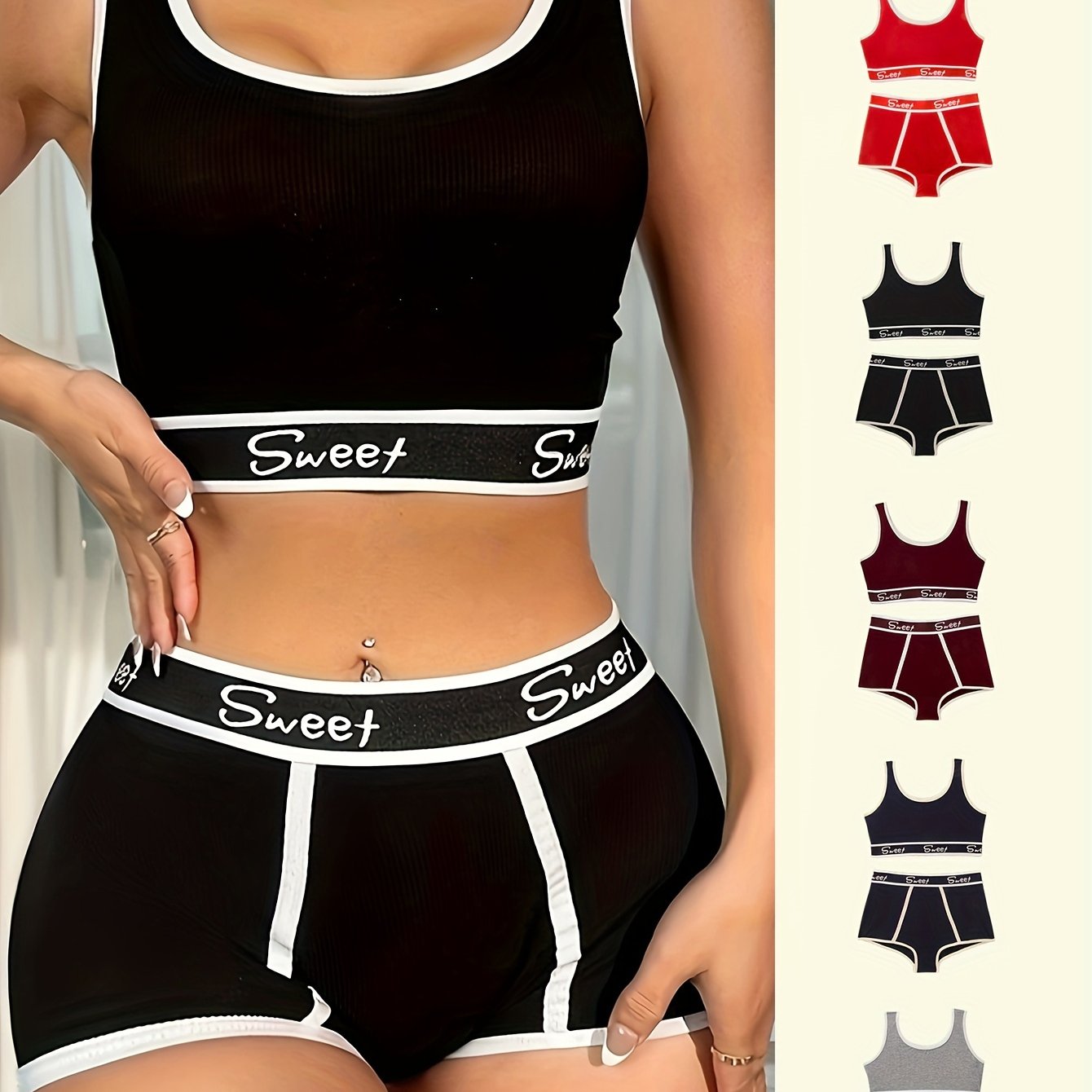 Set of 5 Breathable Back Support Push-Up Bras and Panties for Women