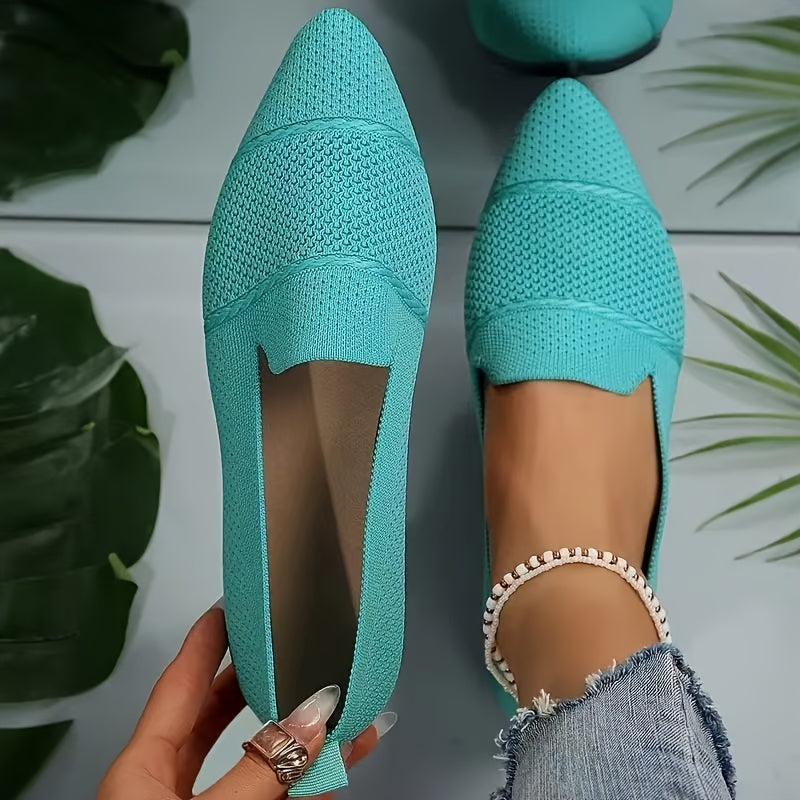 Ayollar uchun pointed toe slip-on tufli nafas oluvchi mato bej kundalik rasmiy