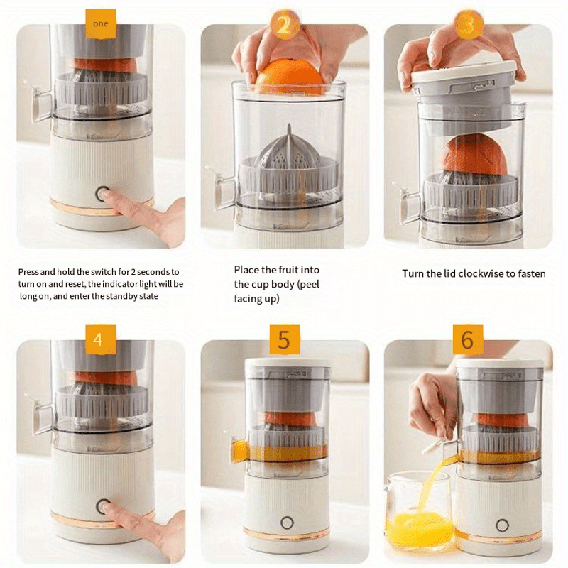 Exprimidor de cítricos recargable por USB con diseño desmontable y vaso de ABS de grado alimentario