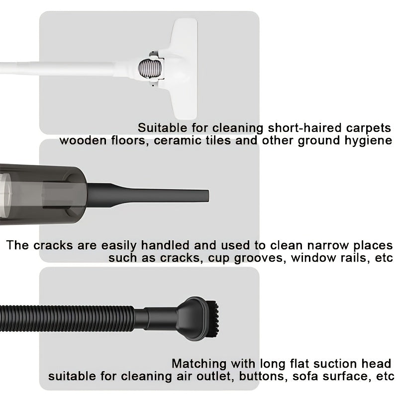 Portable Handheld Car and Home Vacuum Cleaner with Strong Suction and Attachments