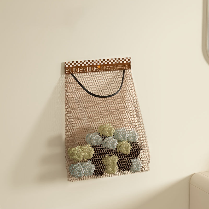 Large Capacity Wall-Mounted Mesh Bag for Kitchen Storage Reusable Hanging Organizer