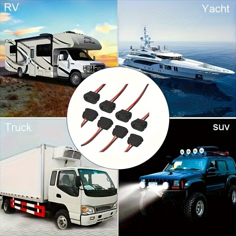 3pcs Black USB-C Female Charging Ports 12V Power Supply for RV Camping