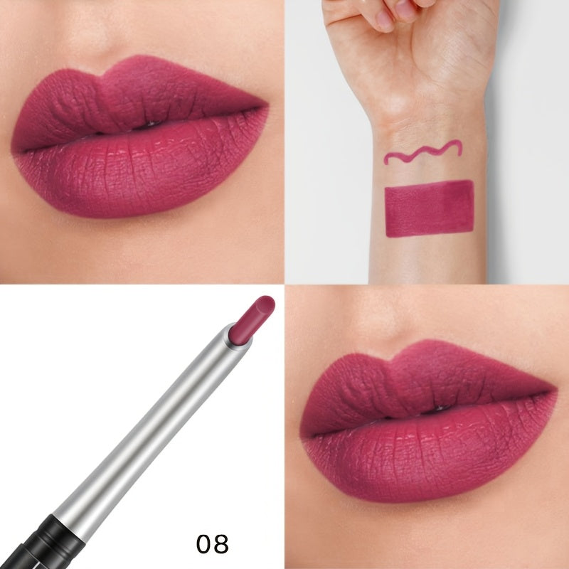 Lápiz delineador de labios mate impermeable para mujer, rojo, contorno, lápiz de labios de larga duración