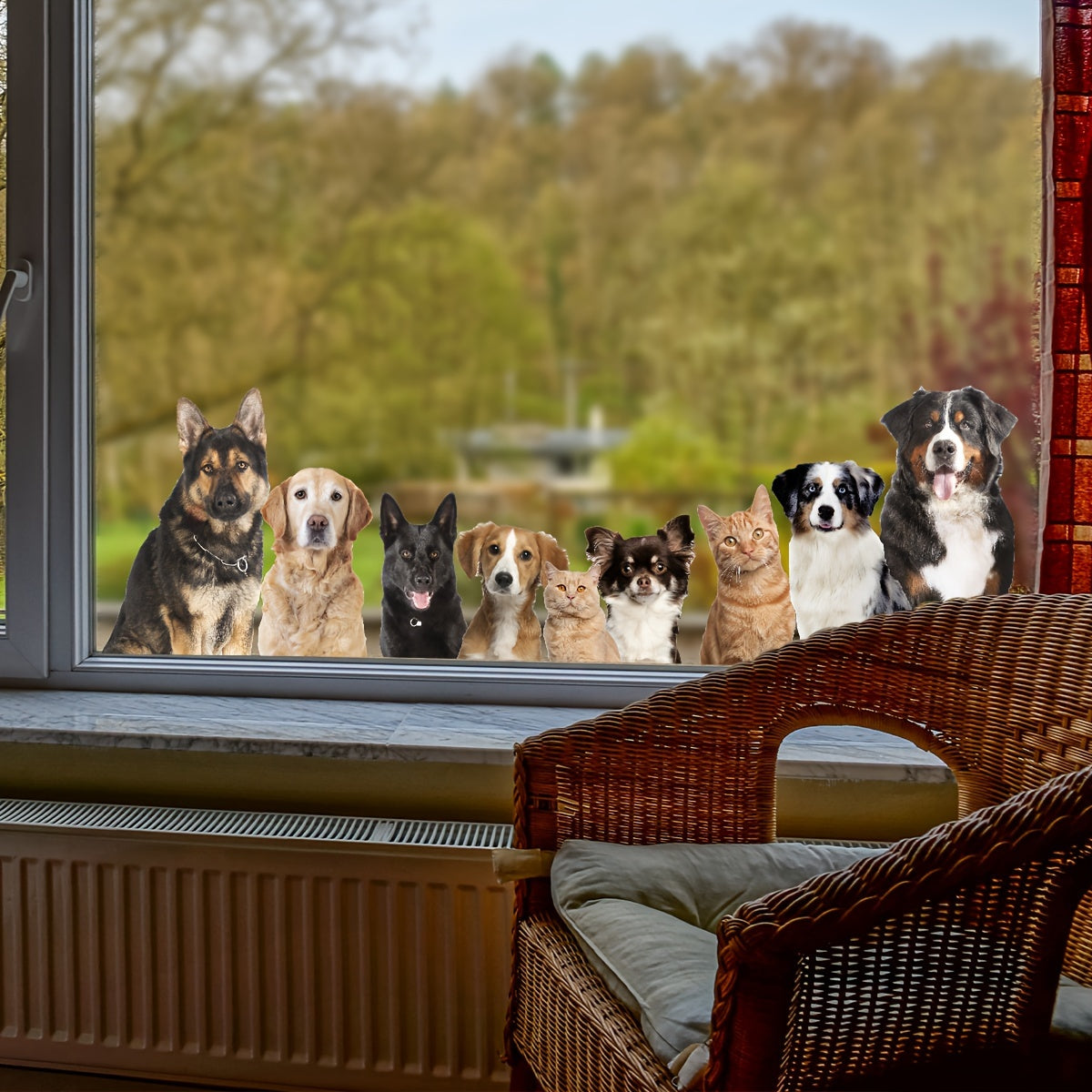 Cute Puppy Window Cling 30.48cm x 40.64cm Reusable Electrostatic Decal for Home Office