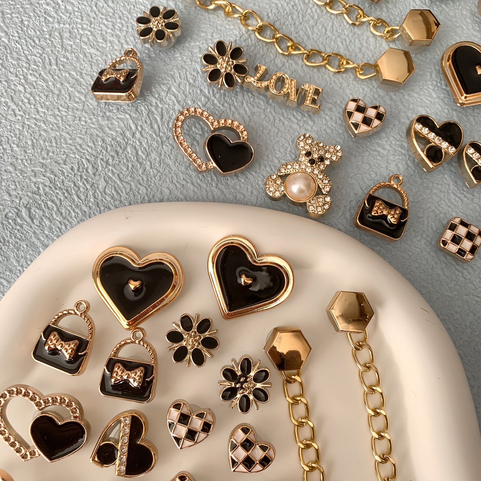 Kids Shoe Charms Set Bear Love Detachable DIY Accessories 22pcs