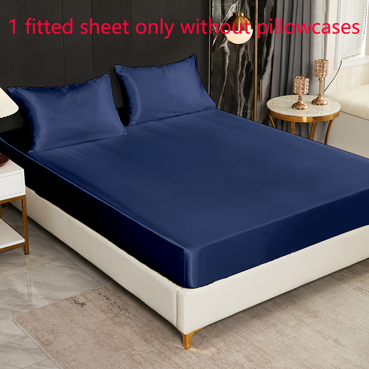 Satin Fitted Sheet Queen Size Soft Bedding for Bedroom Guest Room Hotel