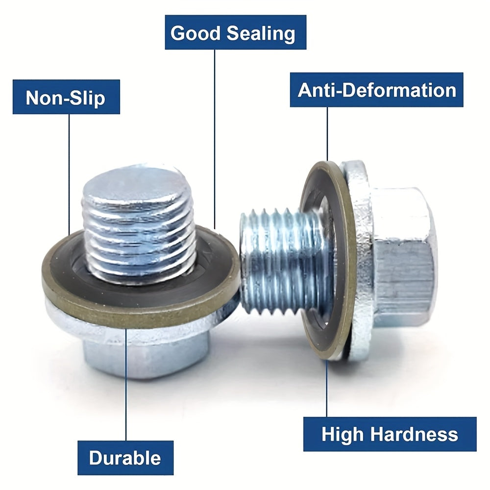 100Pcs Car Oil Drain Plug Washer Seal Kit Rubber M6 M8 M10 M12 M14