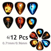 Set de púas de guitarra coloridas 6 o 12 piezas, 0.71mm de plástico delgado