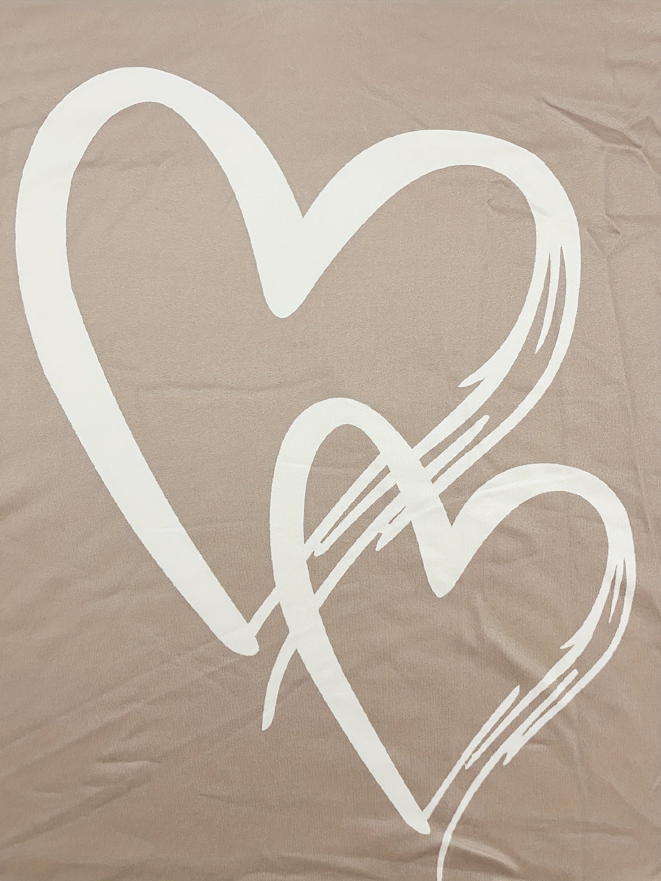 Plus Size Heart Print T-Shirt Casual Short Sleeve V Neck Top for Summer