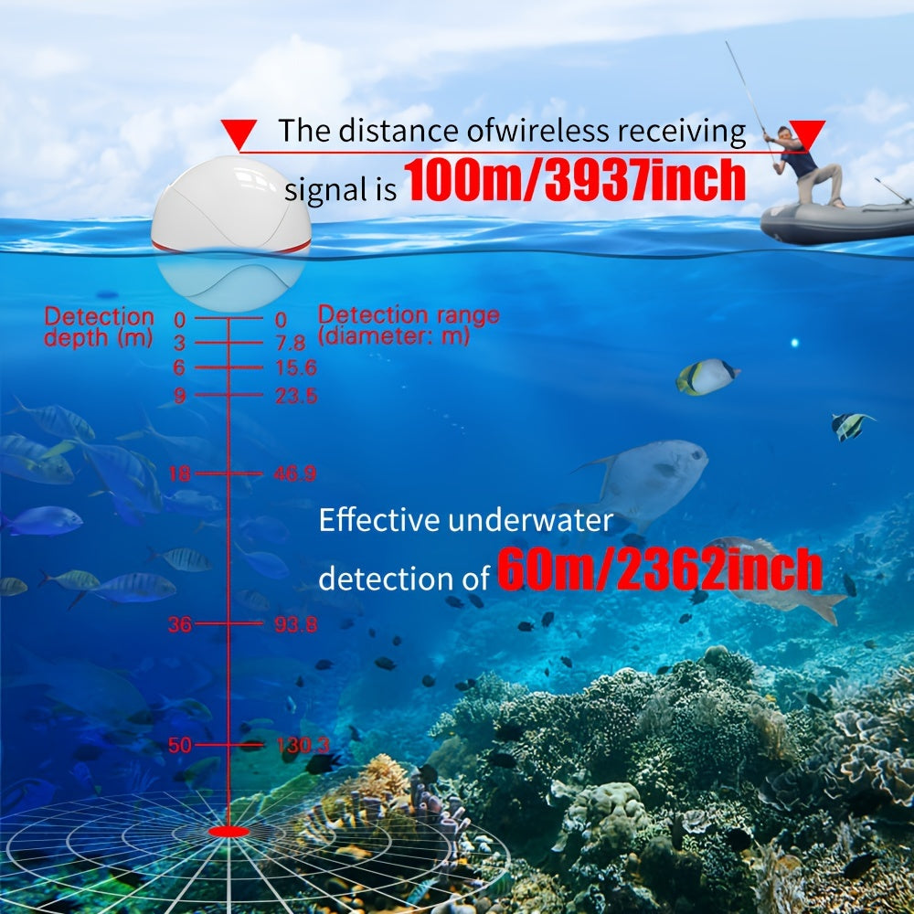 Wireless Fish Finder Sonar with 60.96m Range LCD Display Rechargeable Battery Portable for Lake River Sea Fishing