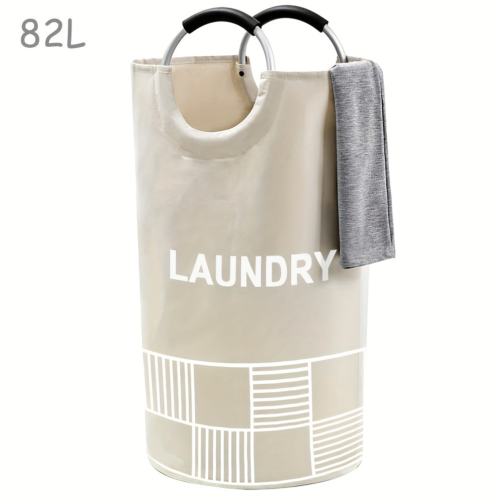 Waterproof Laundry Basket with Padded Handles 82L Collapsible Storage for Bathroom Dorm Balcony