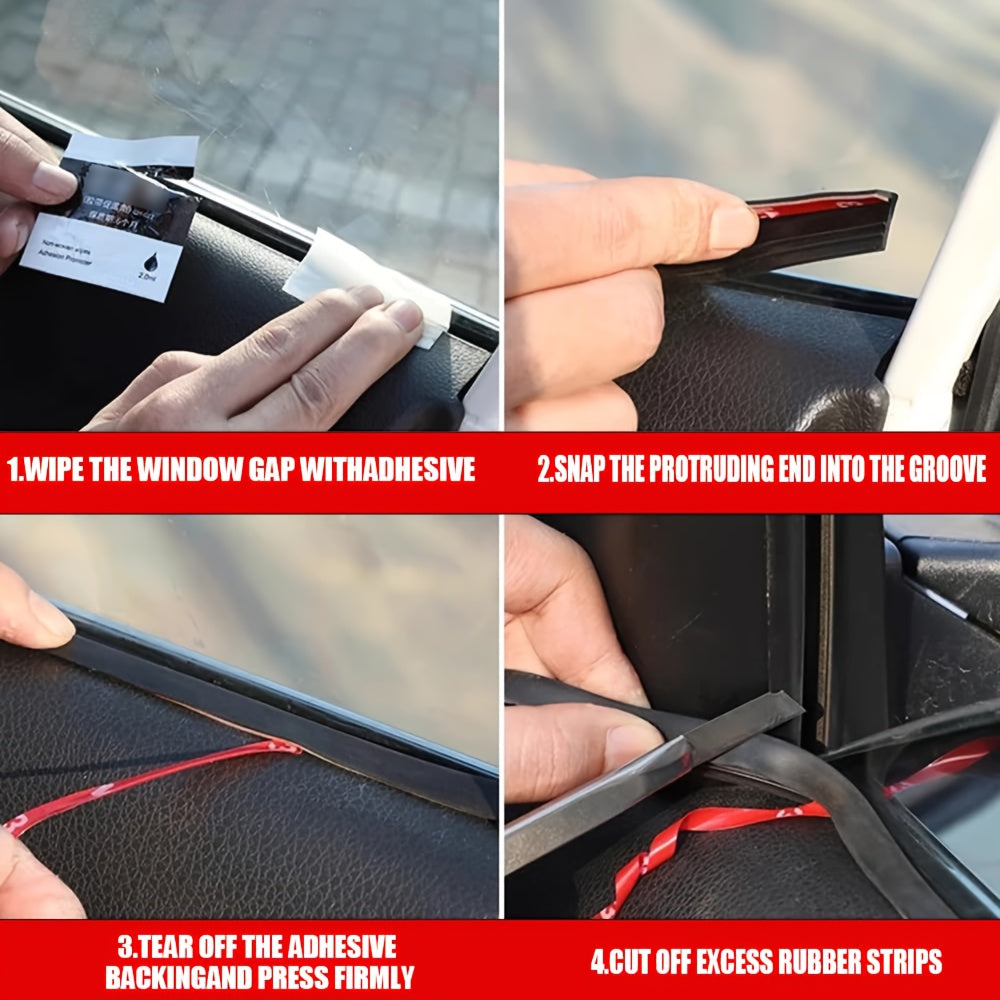 Universal Rubber Seal Strip for Car Side Windows Waterproof Soundproof Heat Insulation
