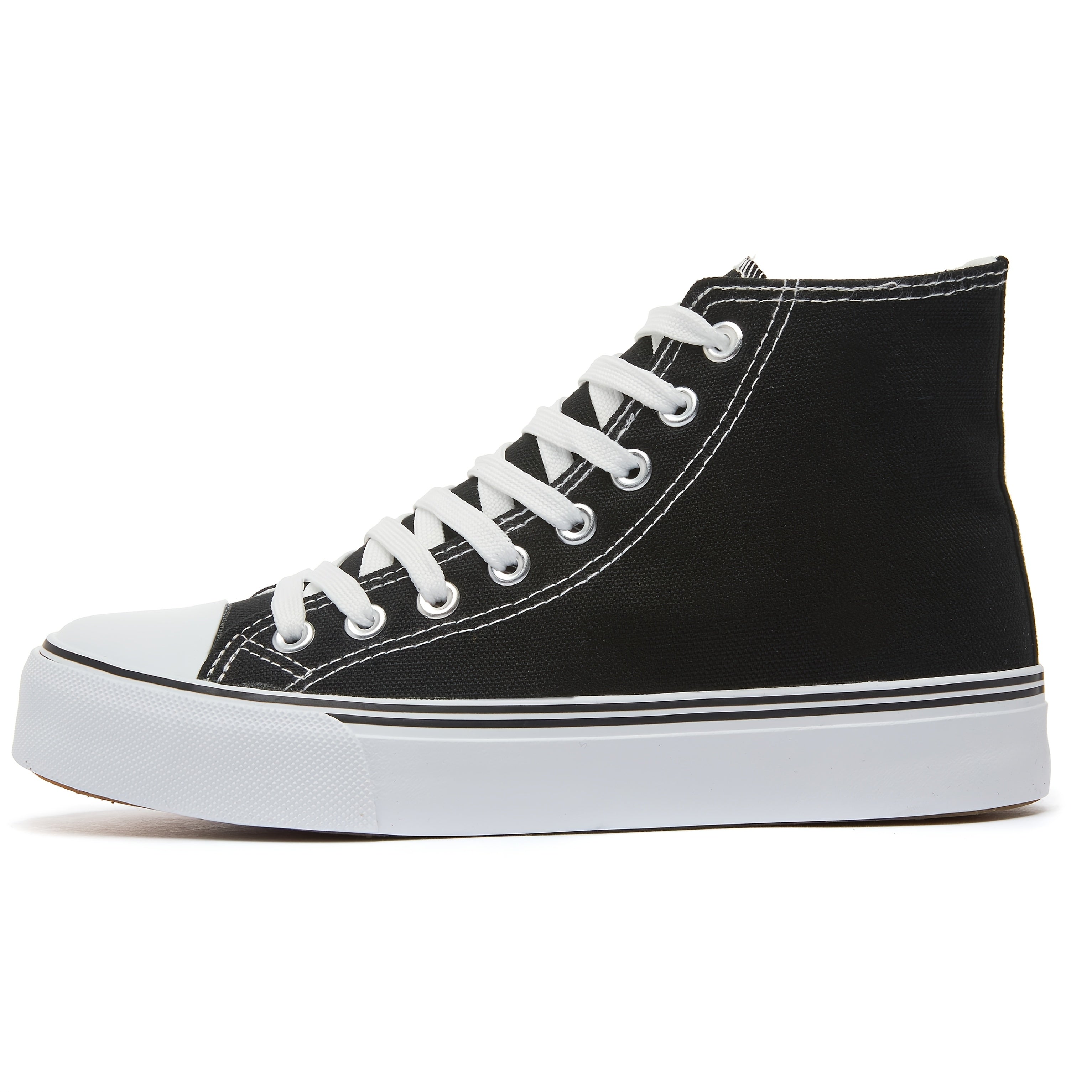 Women’s Casual High-Top Sneakers Black and White Versatile All-Season