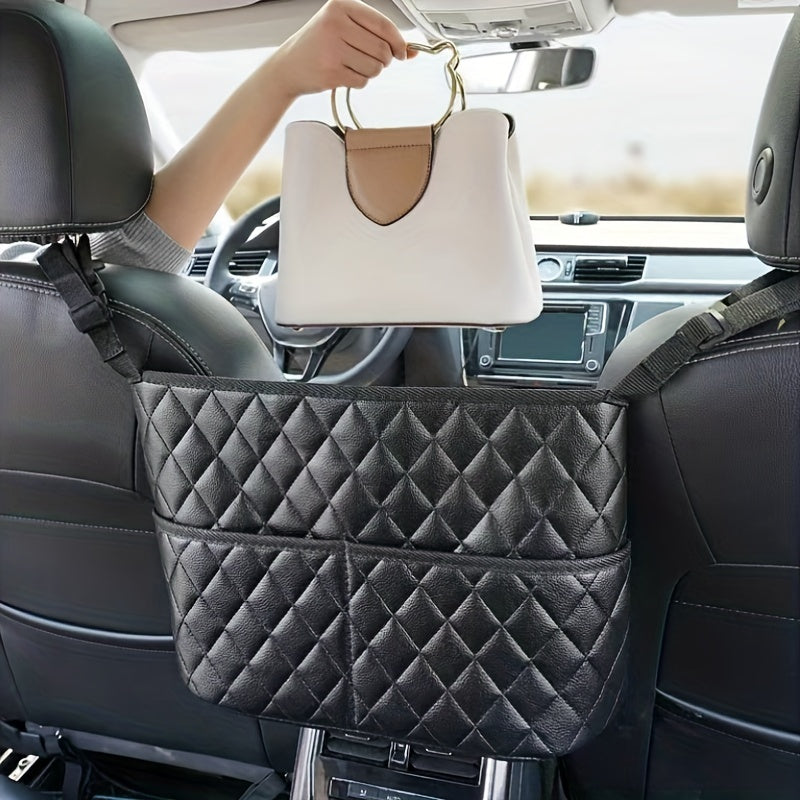 Organizador de asiento de coche con billetera y bolsillo trasero para almacenamiento en coche