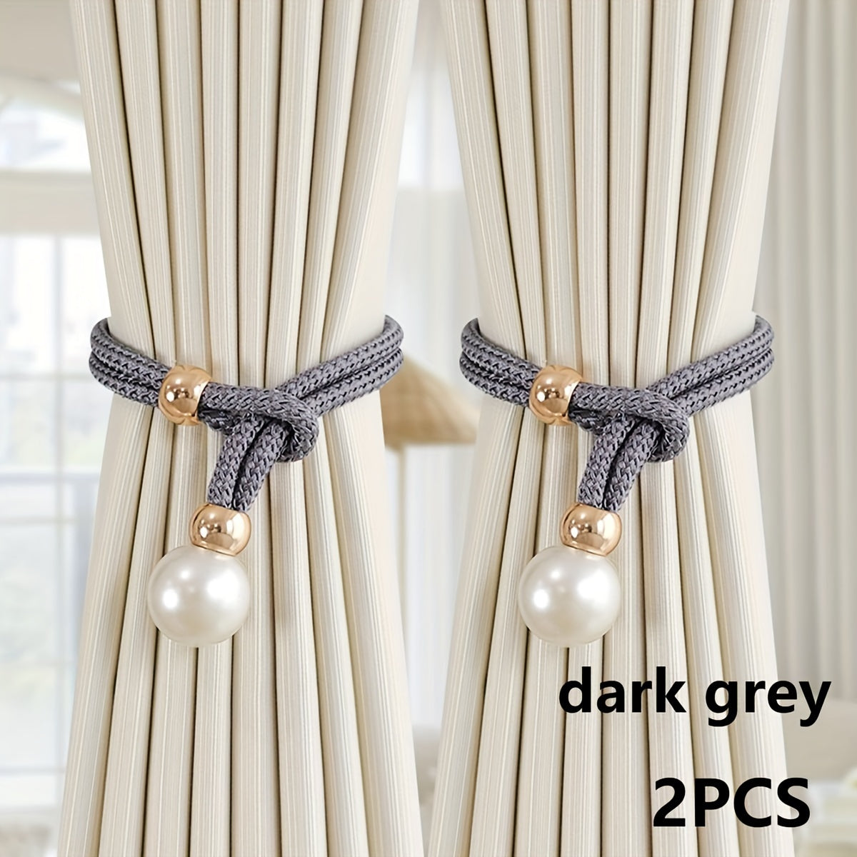 Set of 2 Pearl Decorative Curtain Buckles Adjustable Elegant Room Decor