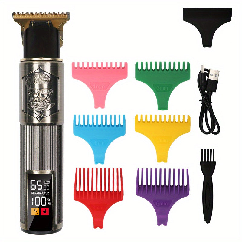 Zaryadlanadigan T-shaklidagi pichoq soch kesgichlari, USB zaryadlash, uyda ishlatiladigan simsiz trimmer.