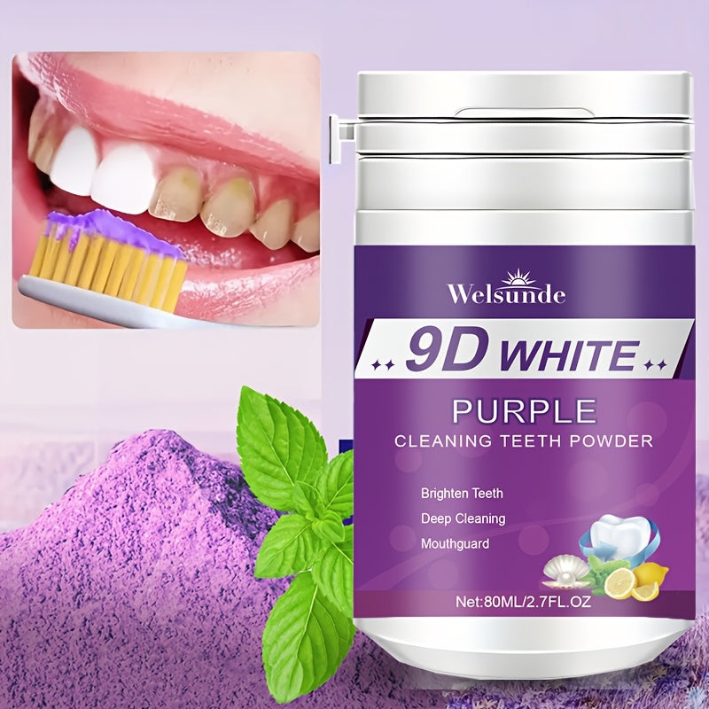 Travel Size Purple Teeth Whitening Powder 2.7oz Minty Fresh Deep Clean Gentle on Gums