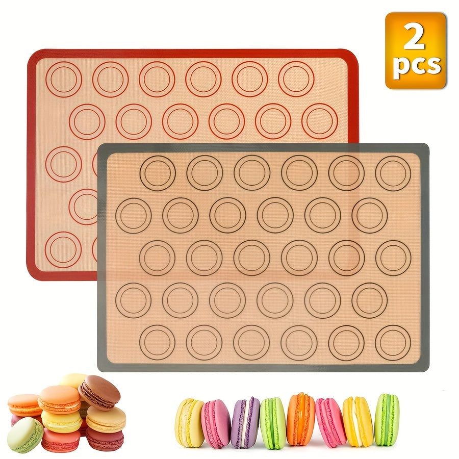 Set of 2 Silicone Baking Mats Non-Stick Reusable Heat Resistant for Cookies Macarons Bread