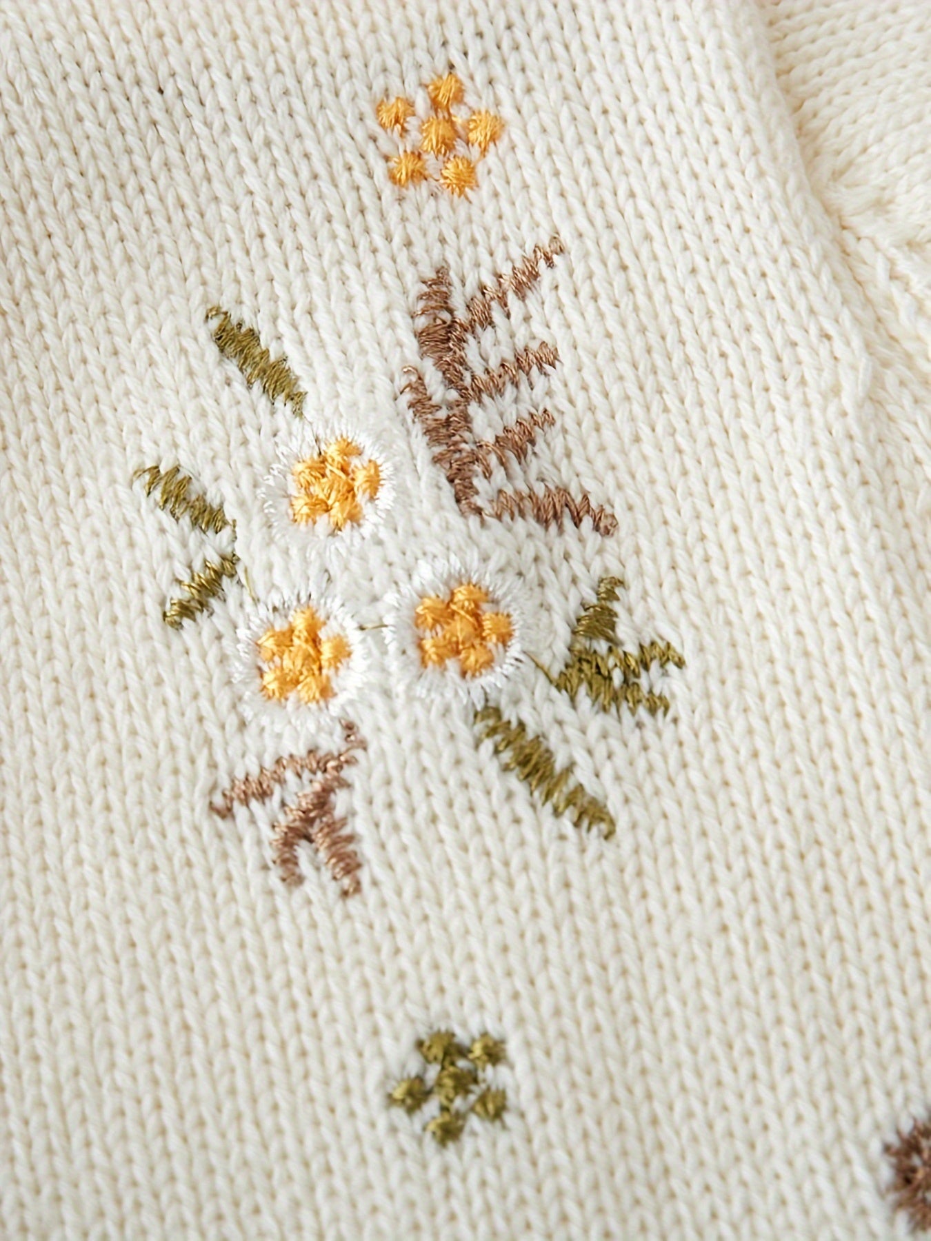 Girls' Cotton Knit Sweater Long Sleeve Floral Print Fall Winter