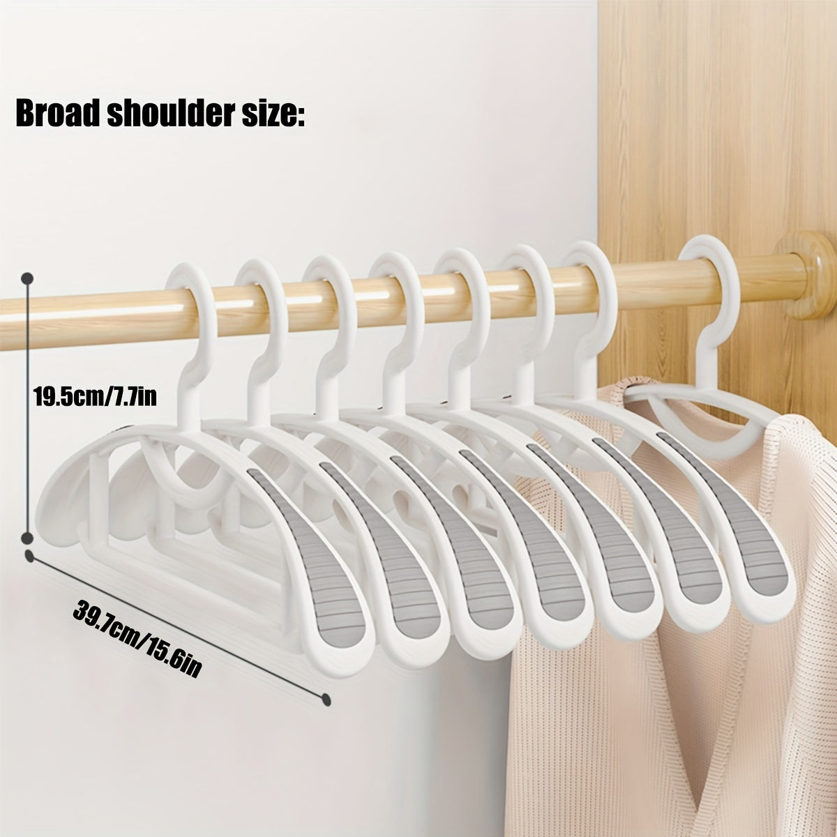 24-Pack White Plastic Clothes Hangers Non-Slip Wide Shoulder Space-Saving Heavy-Duty