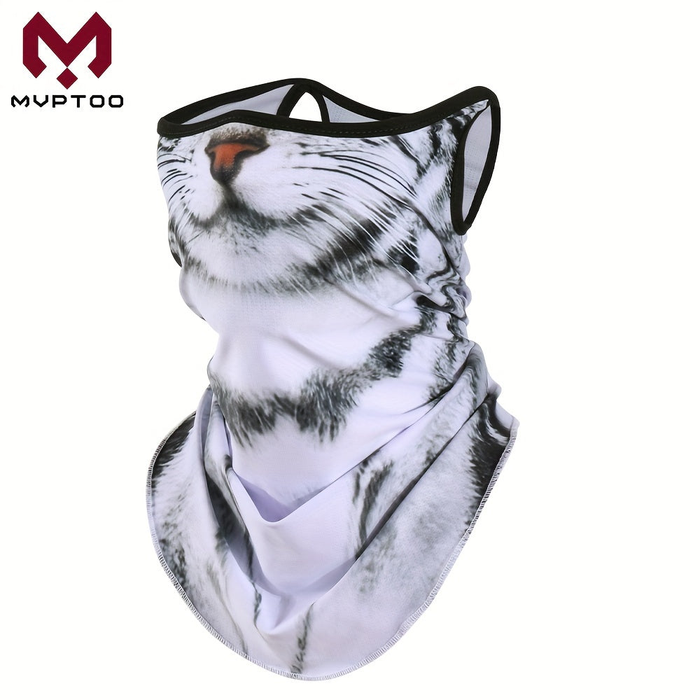 3D Printed Animal Print Scarf with Ear Loops, Versatile Face Mask for Cycling Outdoor Activities