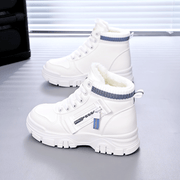 Women's Warm Winter High-Top Sneakers with Fleece Lining and Blue Straps