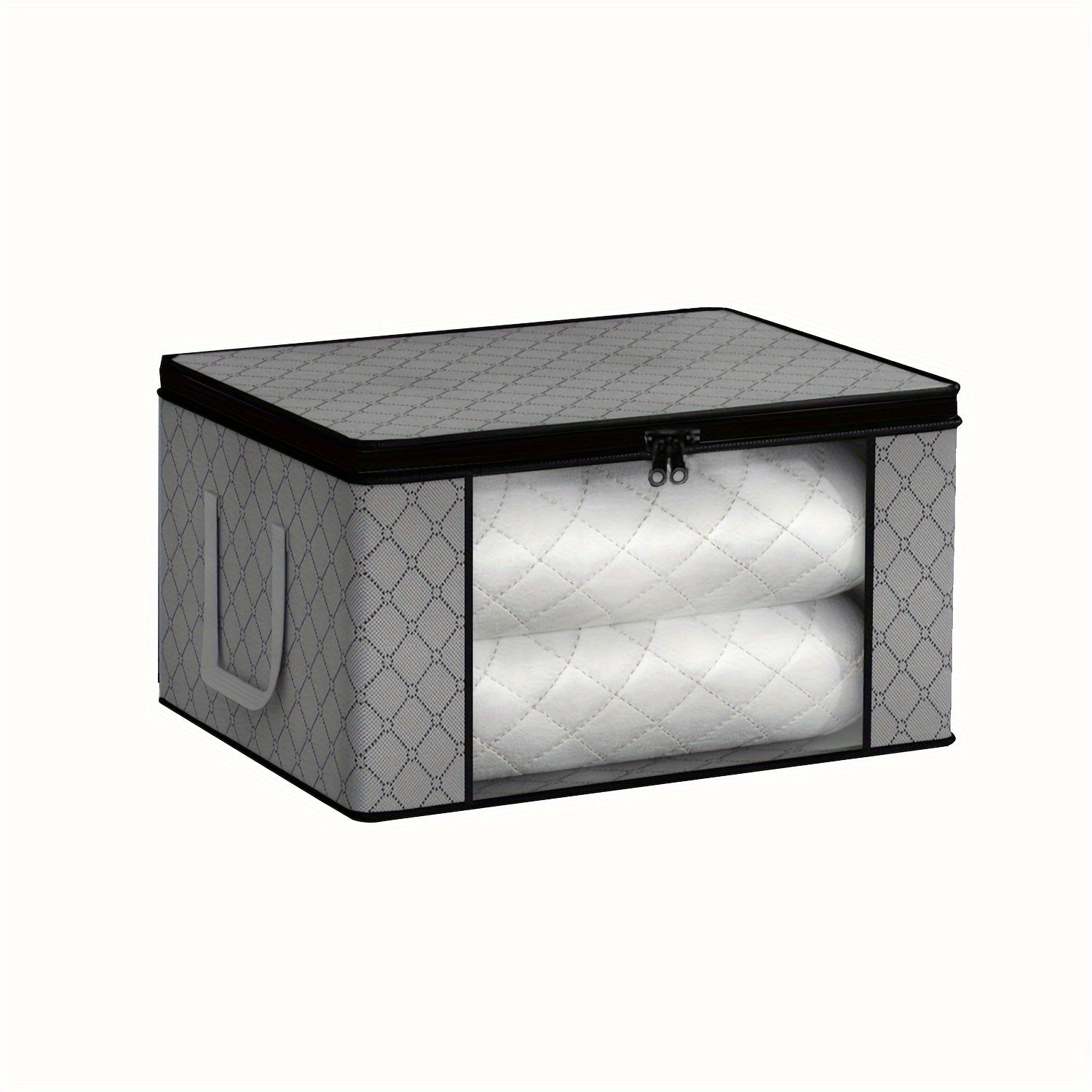 Large Grey Storage Container with Padded Cover for Closet Bedroom Travel