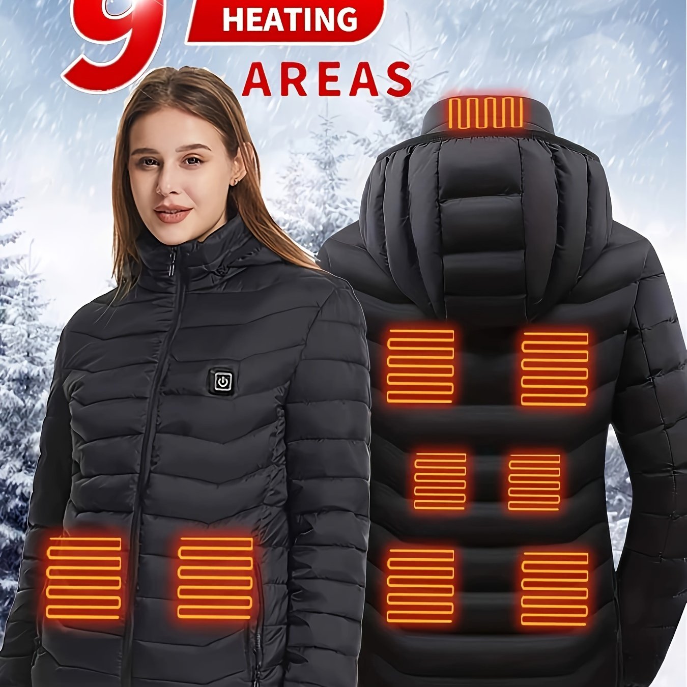 Women's Heated Jacket USB Powered Long Sleeve Plus Size 1XL-4XL