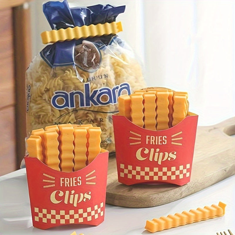 Realistic French Fries Sealing Clips 12pcs Set Durable Plastic Snack Saver
