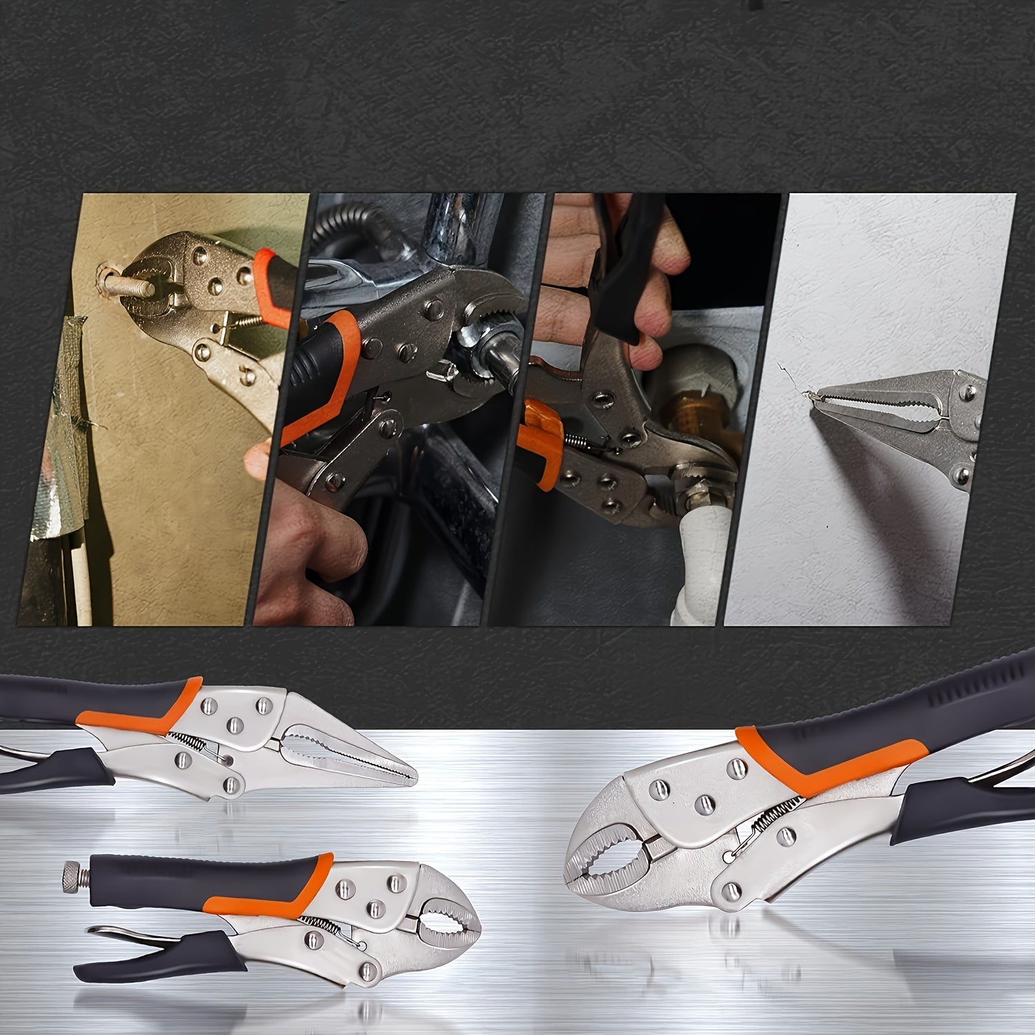 Alicates de acero ajustables multiusos con agarre de alta resistencia, estriado antideslizante