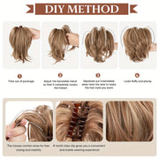 Ayollar sintetik to'lqinli soch uzatish klipli qisqa to'qilgan soch