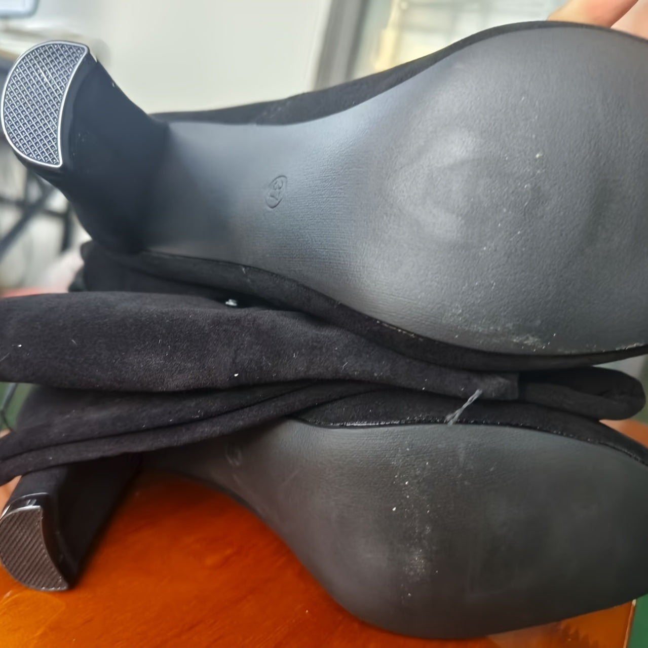 Women's Black Over-the-Knee Leather Boots with Pointed Toe and High Heel