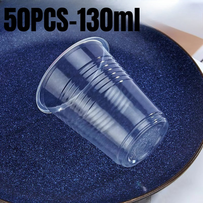 Ochiq plastmassa stakanlar 50-100 dona sovuq ichimliklar uchun muzli choy, sharbat, partiyaga mo‘ljallangan