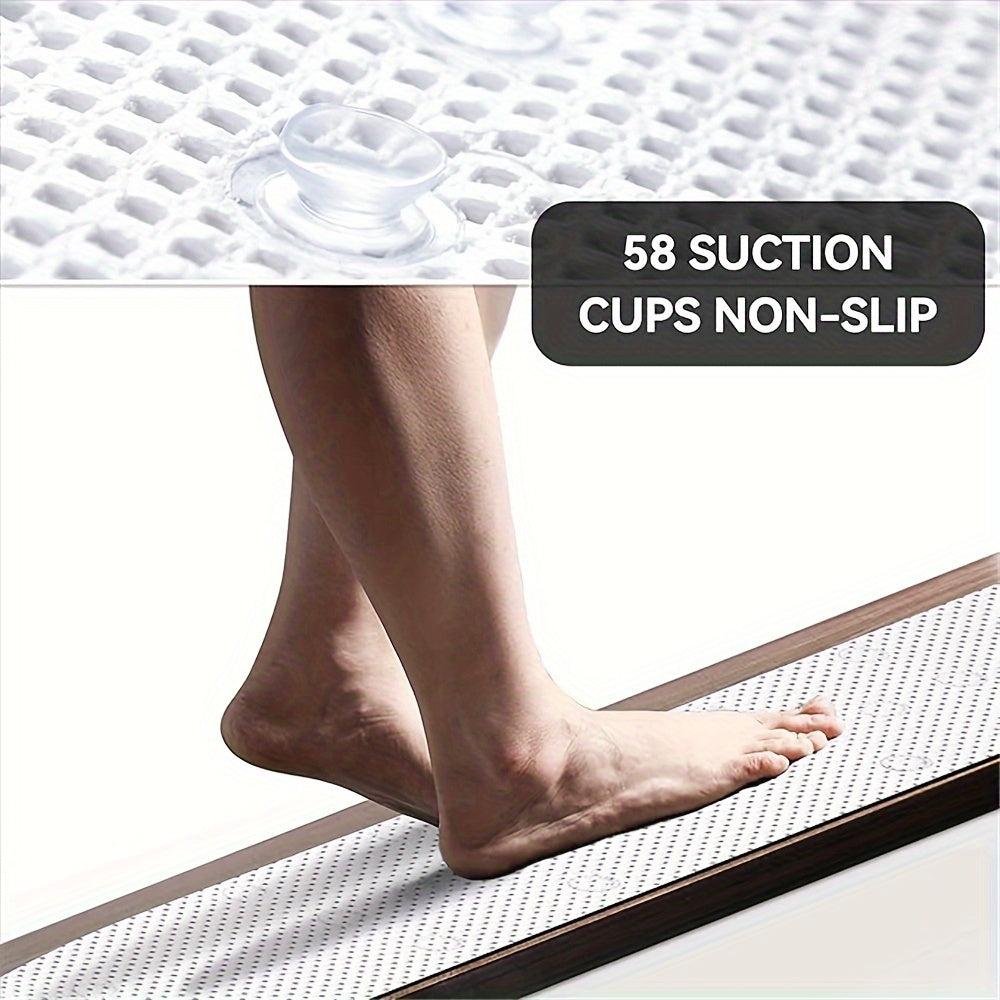 Soft Cushioned Shower Floor Grip Bathtub Mat with Anti-Slip Design and Suction Cups
