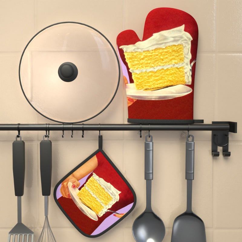 Heat Resistant Oven Mitts and Potholders Set 26.92x17.02cm Kitchen Cooking Baking