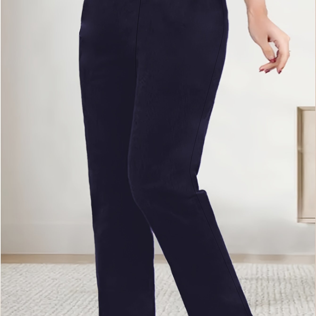 Брюки с эластаном большого размера, прямой крой, женские, однотонные, с высокой талией, весна-осень