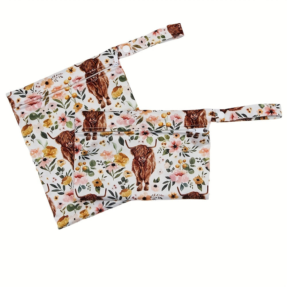 Set of 2 Cow Print Wet Bags for Diapers and Travel Gift