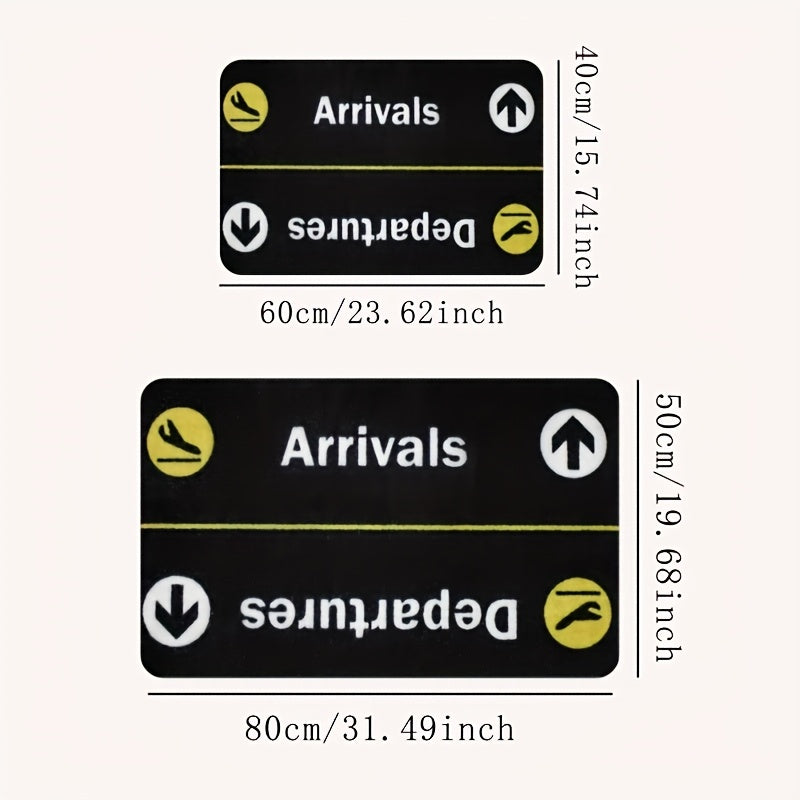 Arrivals Departures Flight Doormat Non-Slip Stain-Resistant Polyester Rectangle