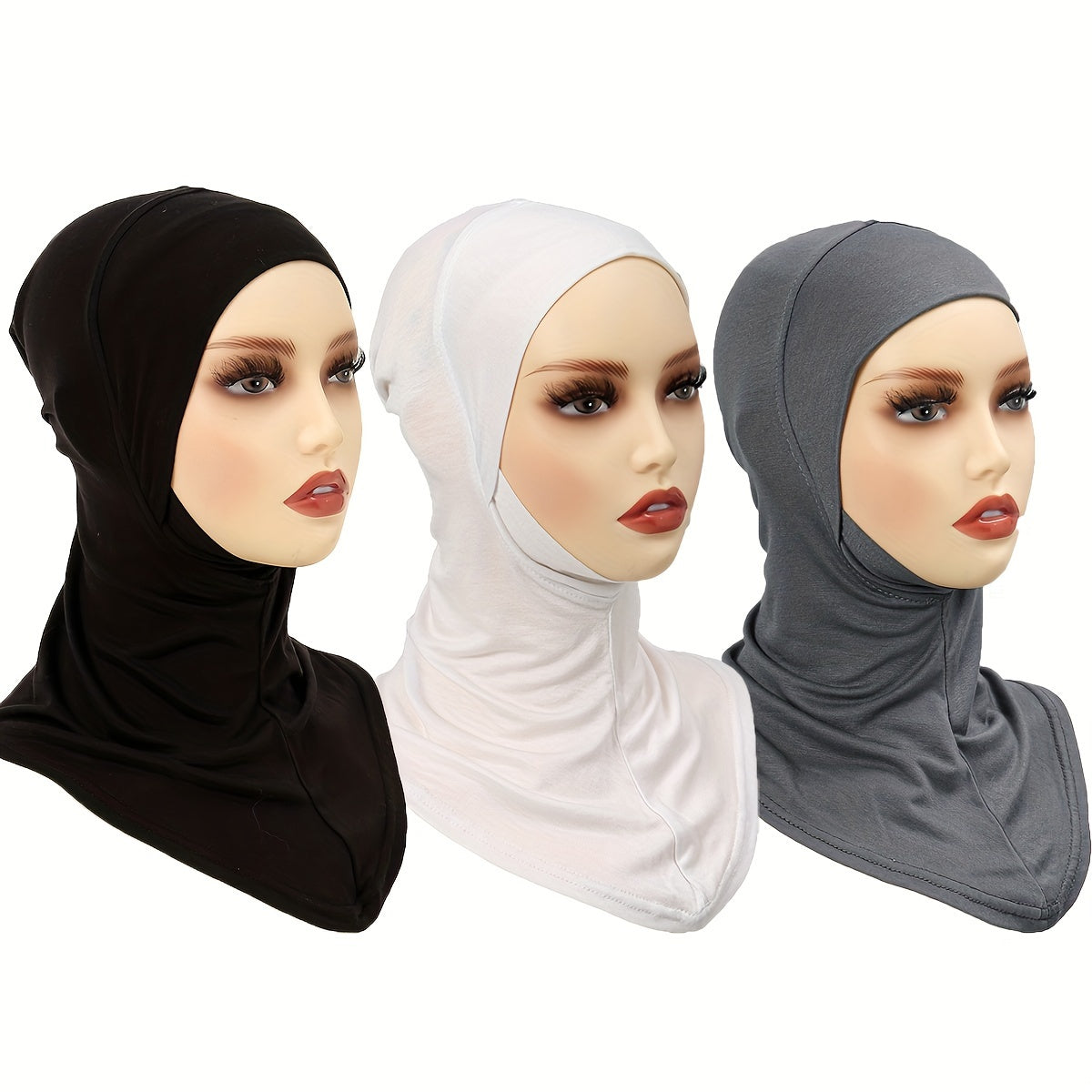 3-to'plamli to'liq rangli polyester hijab shalvlar nafas oladigan, quyoshdan himoyalovchi, cho'zilmaydigan