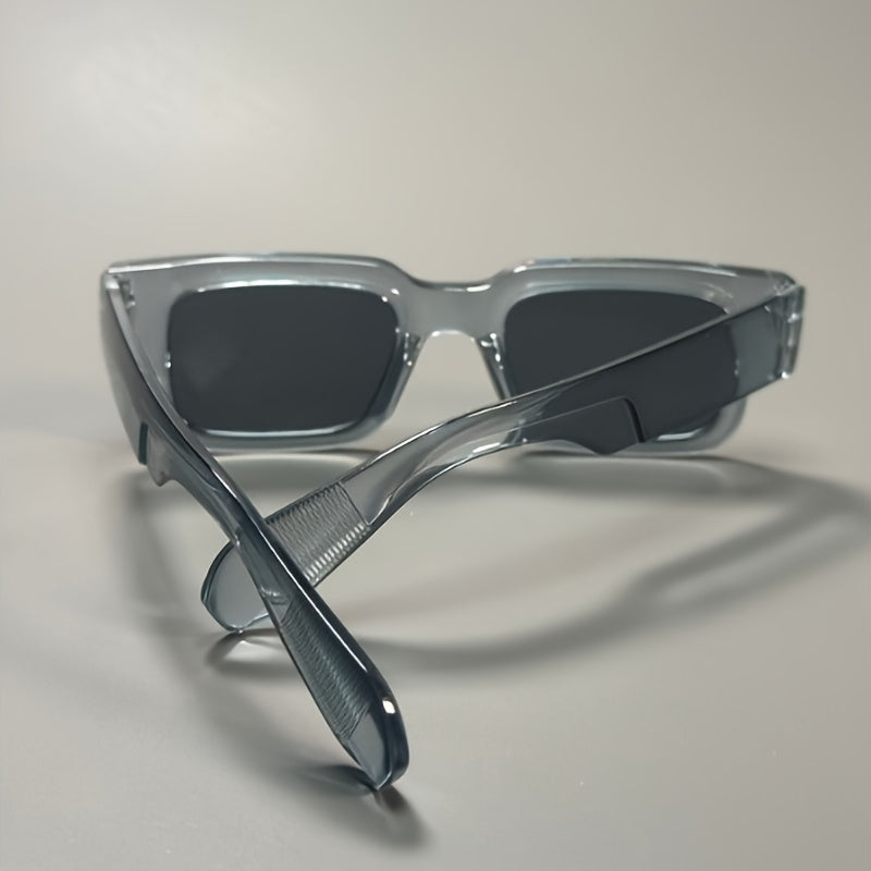 Men's Y2K Punk Rectangle Glasses Full Rim AC Lens PC Frame Anti-Reflective Wide Frame for Outdoor Sports Travel