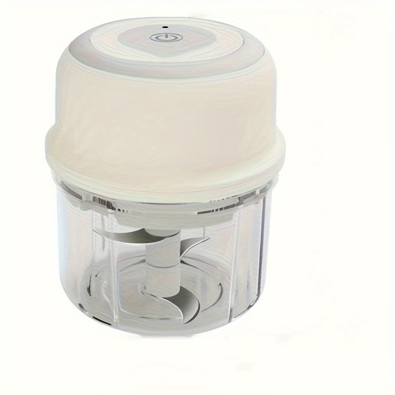 Electric Vegetable and Fruit Grinder 250ml USB Rechargeable Transparent Chamber White