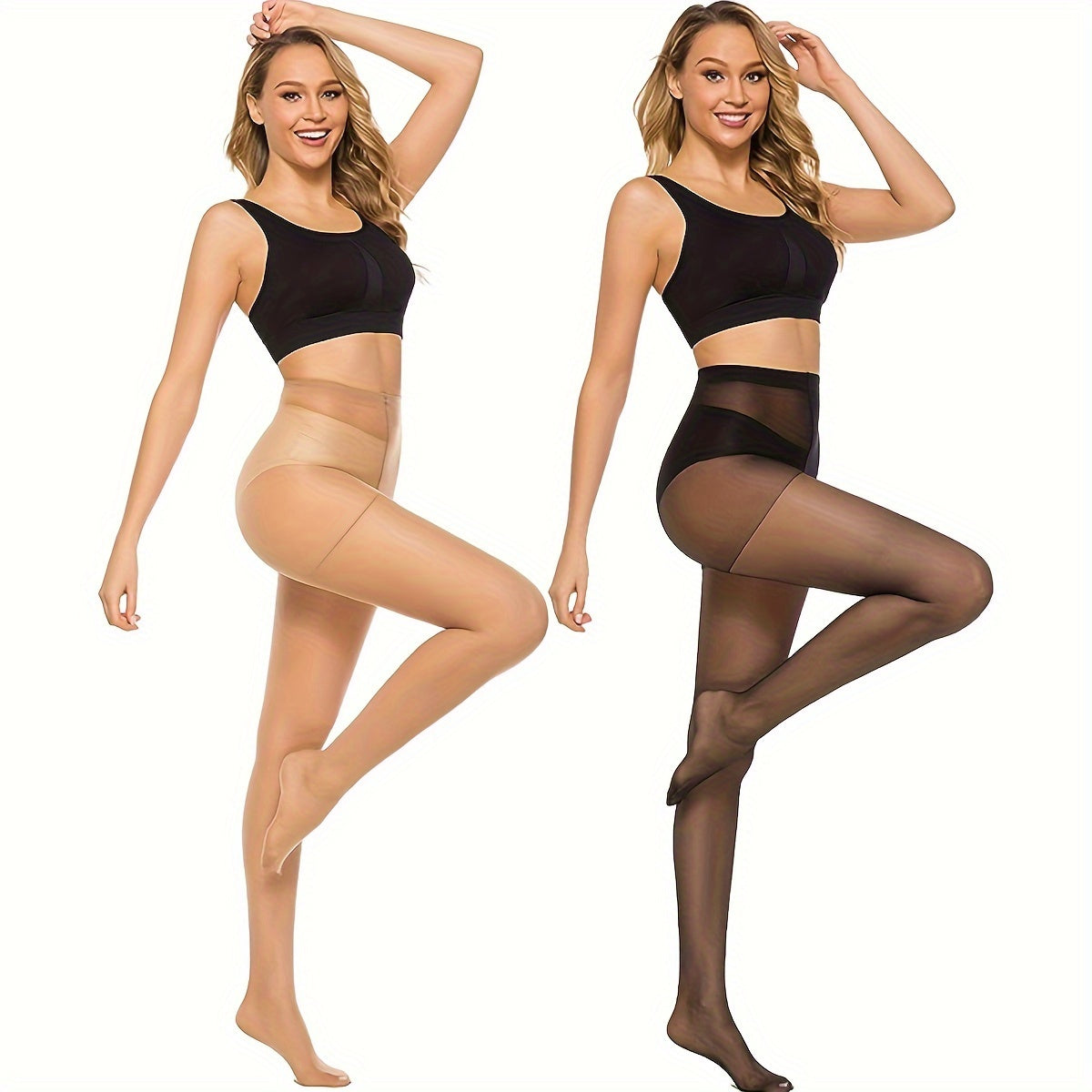 Women’s High-Waisted Semi-Sheer Footed Pantyhose 6 Pack Nylon Spandex