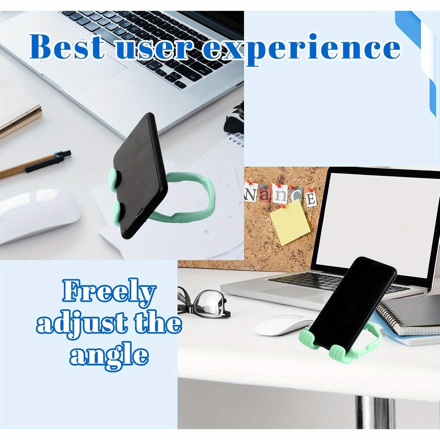 Adjustable Phone Holder with 360° Rotation, Portable Desktop Stand, Sturdy Plastic