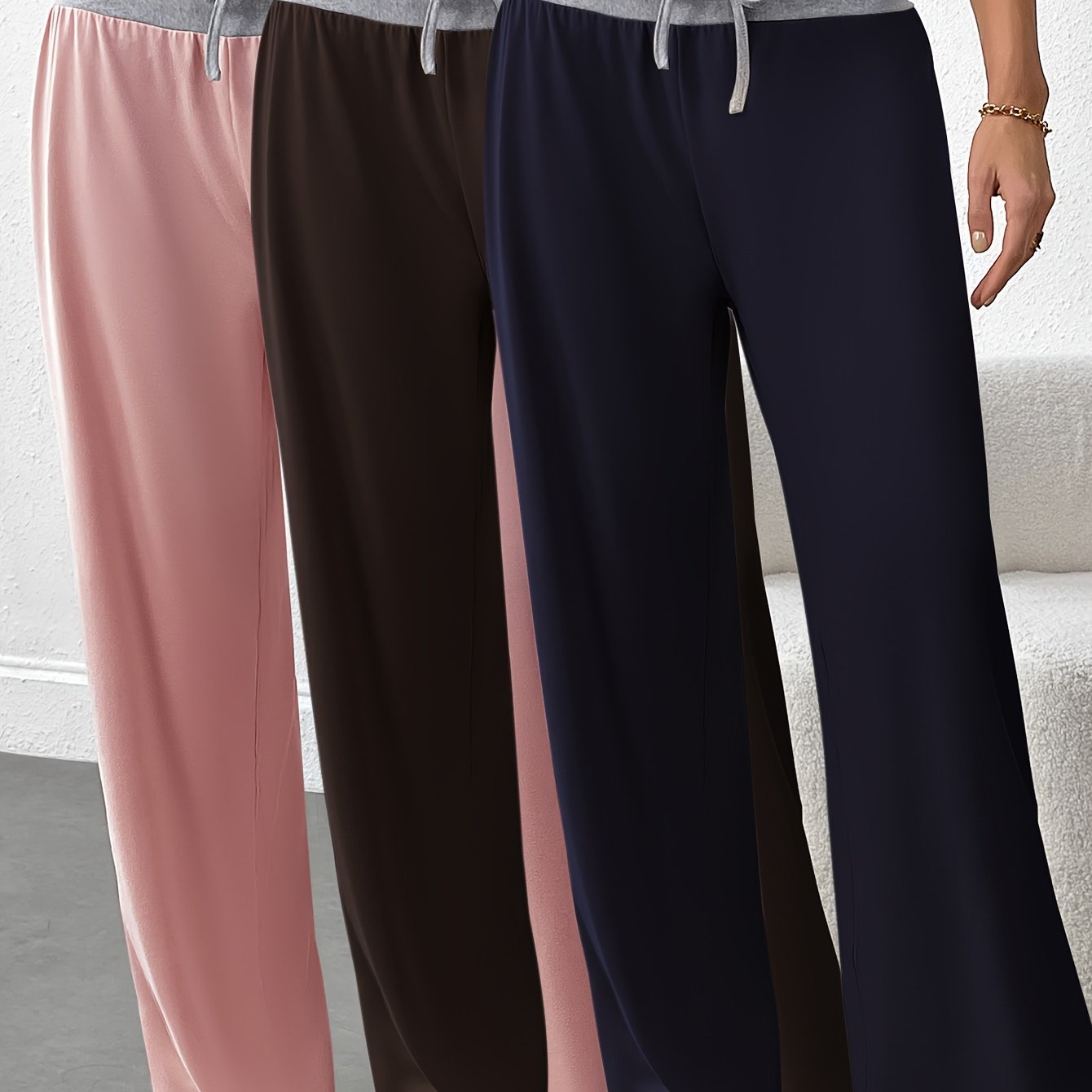 Plus Size Women's Lightweight High-Waisted Drawstring Yoga Pants Set