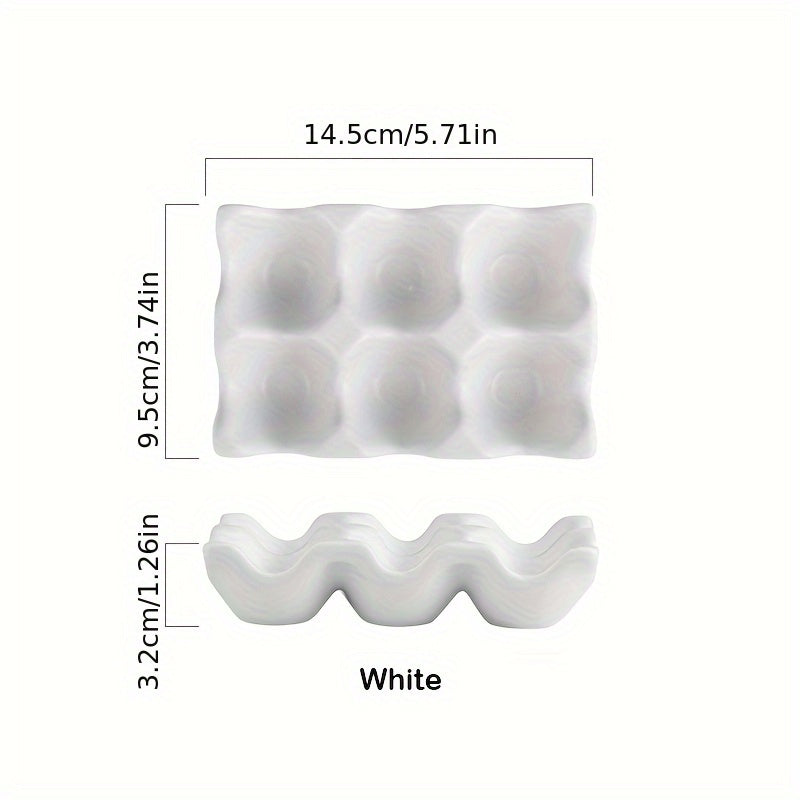 Colorful Ceramic Egg Tray Double Row 6 Cell Kitchen Storage and Preservation
