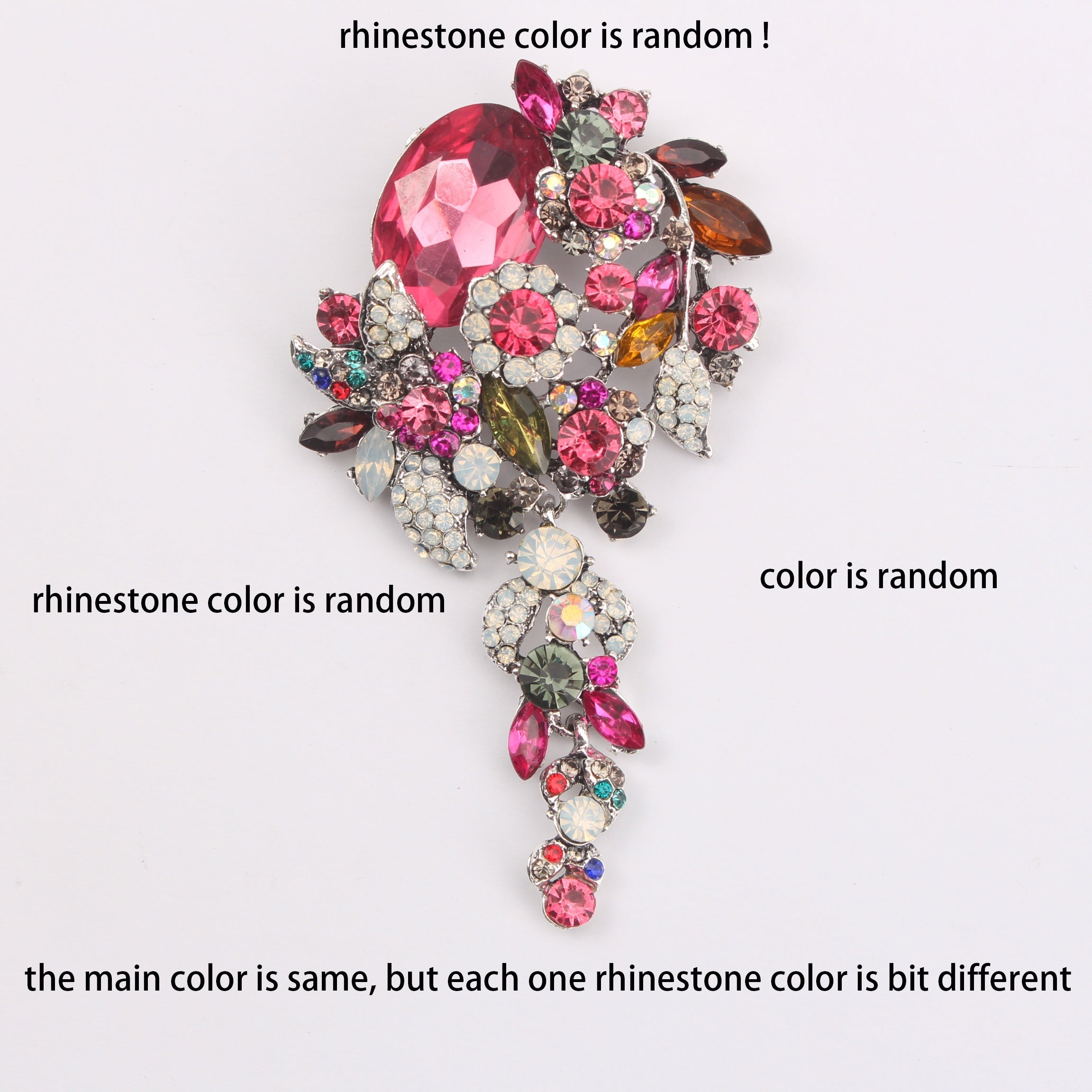 Large Rhinestone Brooch Pin with Sparkling Stones for Women