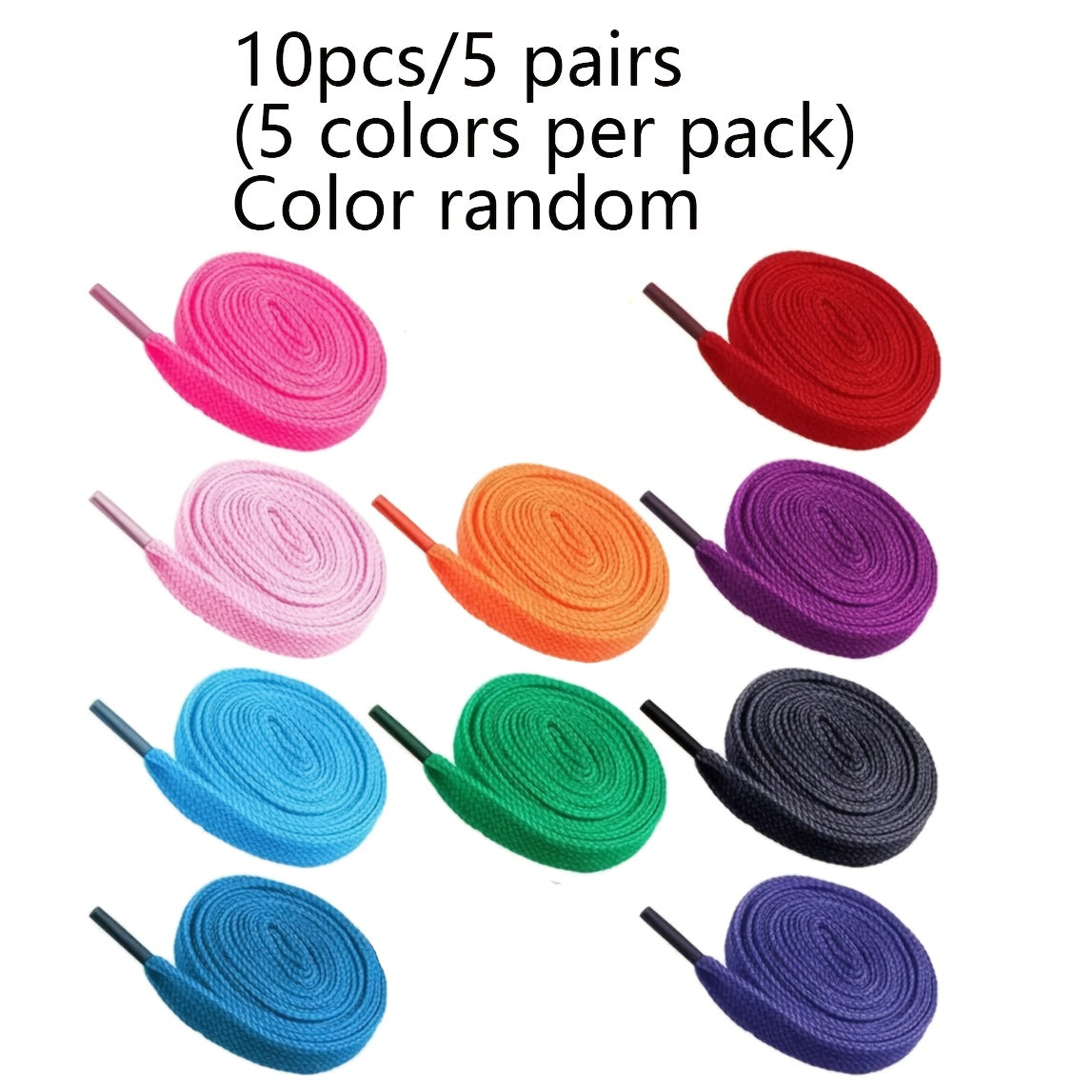10-Pack Nylon Flat Shoelaces for Sports Shoes, Boots, Sneakers, Vibrant Colors