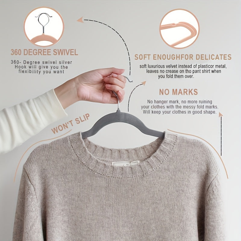 Set of 100 Velvet Non-Slip Flocked Suit Hangers 44.96cm Heavy Duty
