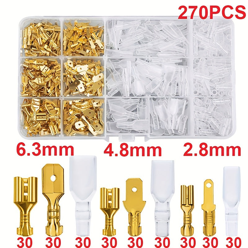 180-315 Pcs Crimp Spade Terminals with Insulating Sleeves for Wire Connectors